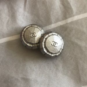 Chanel hammered silver clip on earrings.